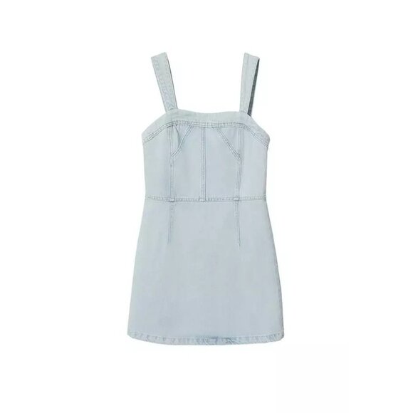 NWT MANGO Zip Denim Mini Dress Size XS Color‎ Light Blue - Picture 5 of 8